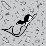 Meerjungrau zwischen Plastikmüll im ocean, Meer